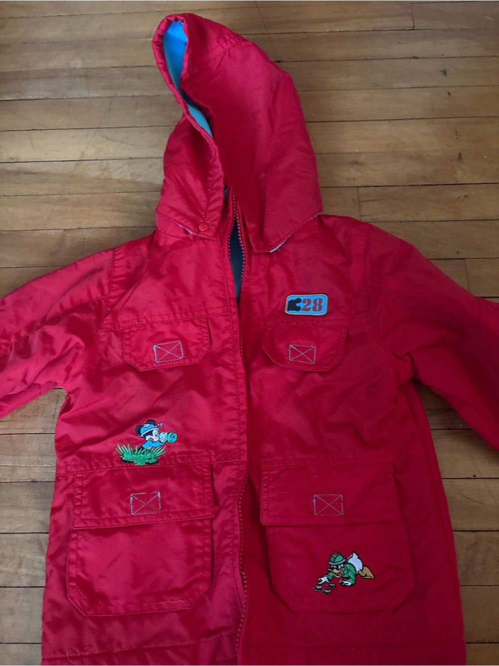 Vintage Disney Jungle Adventure Mickey & Donald Red Safari Jacket Kids 3T